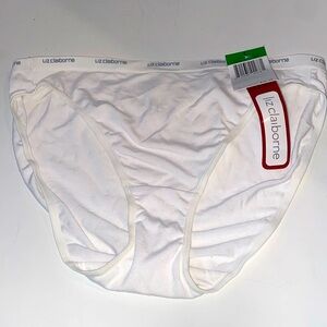 Liz Claiborne VTG 80-90’s White High Leg Brief Bikini Panties branded waist NWT